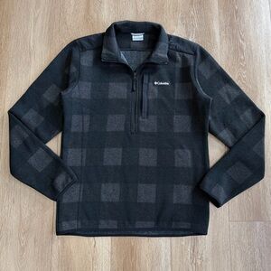 Columbia Sweater Weather Half Zip Fleece in Black Buffalo Check Print Medium